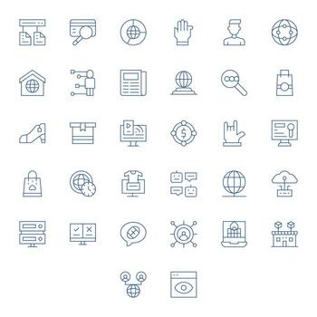 Online Exclusive Set featuring 32 Thin Line Pixel Optimized High Resolution Icons vector