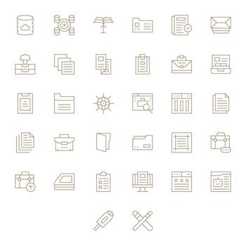 archivos profesional conjunto con 32 Delgado línea detalle mejorado alto resolución íconos vector