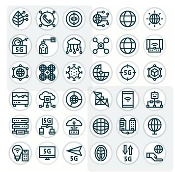 36 negrita línea íconos diseñado para conectividad en alto resolución cuadrícula equipado formato vector