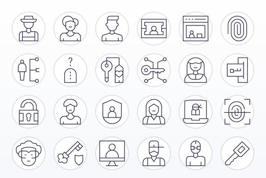 Login Icon Repository containing 24 Thin Line 64x64 Grid Fitted graphics vector