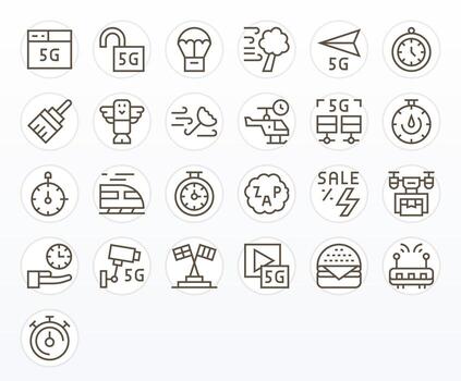 25 PIXEL Perfect Regular Line Icons designed for Fast Interface vector
