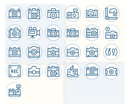 25 Regular Line Pixel Optimized 256x256 Icons from Capture Suite vector