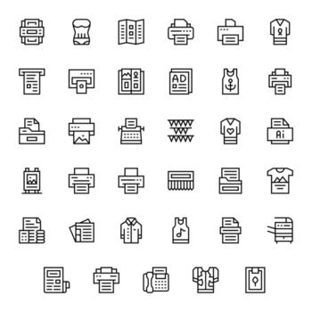 35 Icons for Print optimized in Pixel Optimized 256x256 Regular Line resolution vector