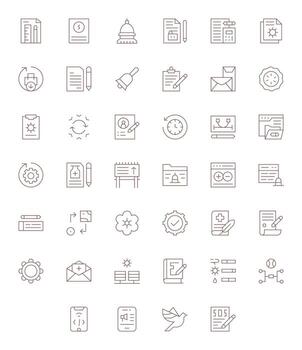 Update Pixel Optimized Set with 40 Retina Ready Thin Line Icons vector