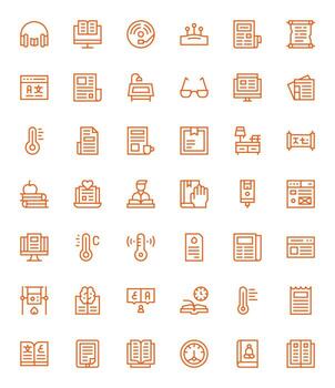 Reading Grid Fitted Set with 42 256x256 Regular Line Icons vector