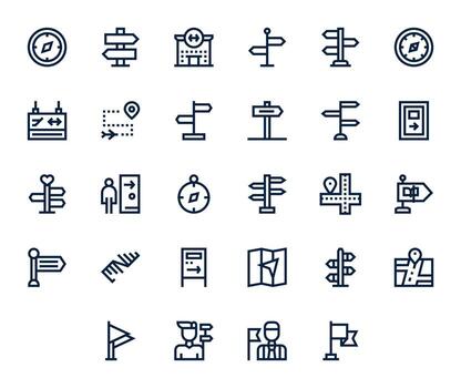 Wayfinding Display Perfect Set with 28 High Resolution Bold Line Icons vector