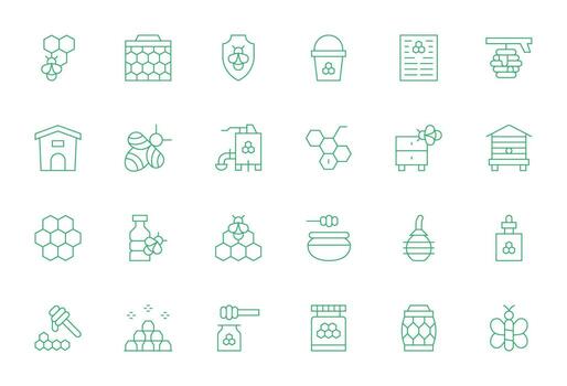 24 Thin Line Pixel Optimized Icons crafted for Apiary 64x64 applications vector