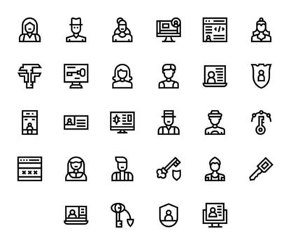 28 Bold Line Grid Fitted Icons tailored for Login 256x256 interface vector