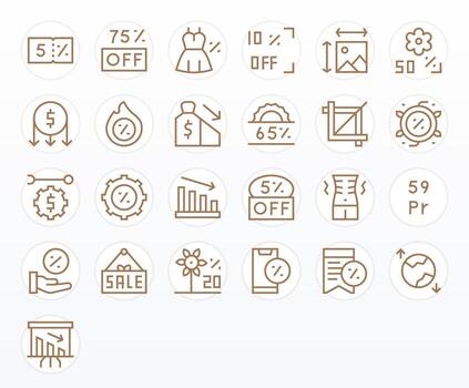 25 regular línea píxel alineado íconos hecho a mano para reducción alto resolución aplicaciones vector