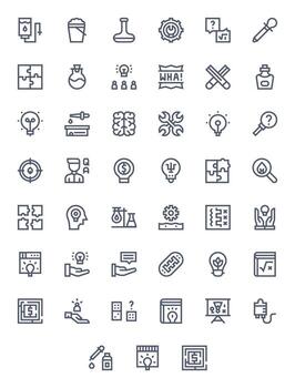 45 128x128 íconos para solución en píxel alineado negrita línea formato vector