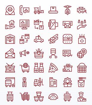 Regular Line Display Perfect Icons from Delivery Set with 42 128x128 Icons vector