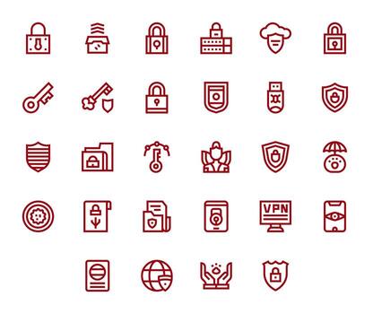 Encryption Complete Package with 28 Retina Ready Bold Line Pixel Optimized Icons vector