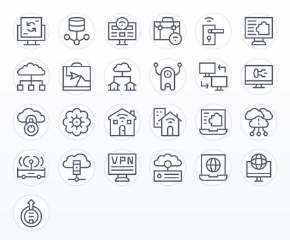 25 Regular Line Editable Vectors for Remote Access Theme