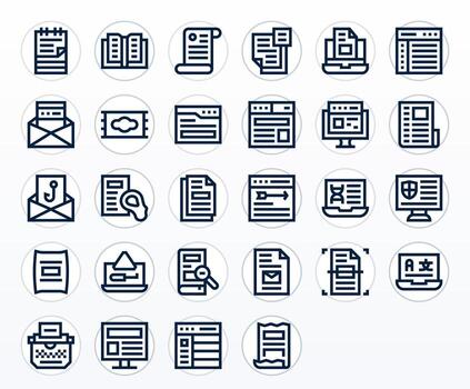 28 Pixel Optimized Bold Line Icons designed for Digital Document Interface vector