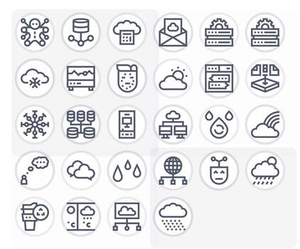 28 alto resolución monitor Perfecto íconos para nube en negrita línea tema vector