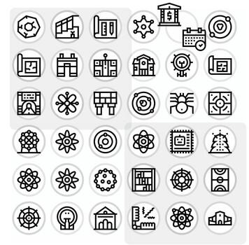 36 Bold Line Icons for Schematic in crisp High Resolution Grid Fitted resolution vector