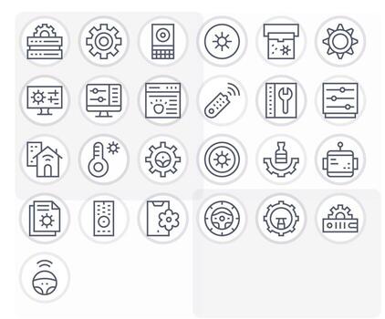 25 Icons for Control Panel featuring High Resolution Detail Enhanced Regular Line Graphics vector
