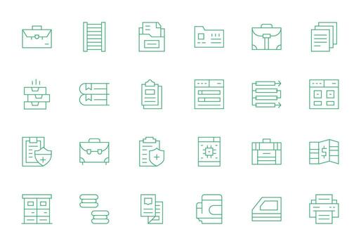 Documents Pixel Optimized Set with 24 256x256 Thin Line Icons vector