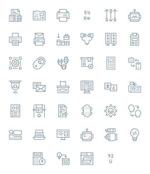 40 64x64 Thin Line Icons optimized for Output Grid Fitted display vector