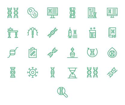 Dna Modern Collection with 25 Regular Line 256x256 Pixel Optimized Icons vector