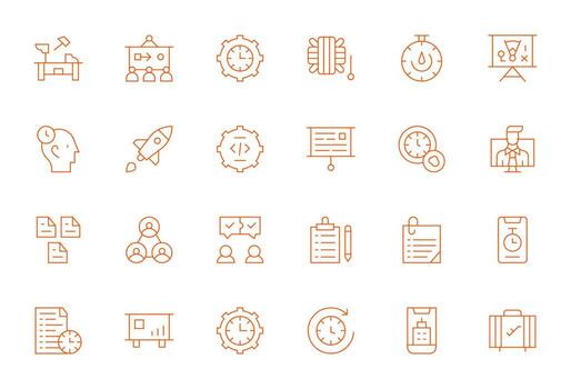 24 PIXEL Perfect Thin Line Icons designed for Project Interface vector
