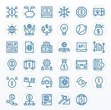 Resources Complete Package with 35 High Resolution Regular Line PIXEL Perfect Icons vector
