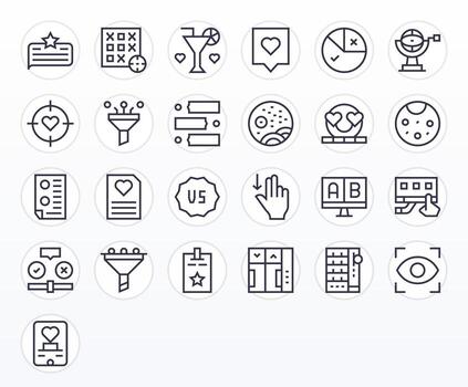 selección escalable conjunto presentando 25 píxel alineado regular línea 128x128 íconos vector