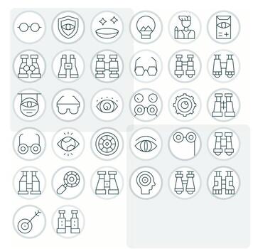 Thin Line PIXEL Perfect Icons from Vision Set with 32 High Resolution Icons vector