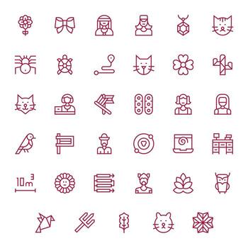 35 regular línea píxel alineado íconos hecho a mano para lineal retina Listo aplicaciones vector