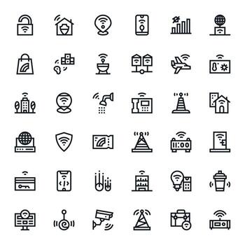 36 256x256 negrita línea íconos optimizado para Wifi cuadrícula equipado monitor vector