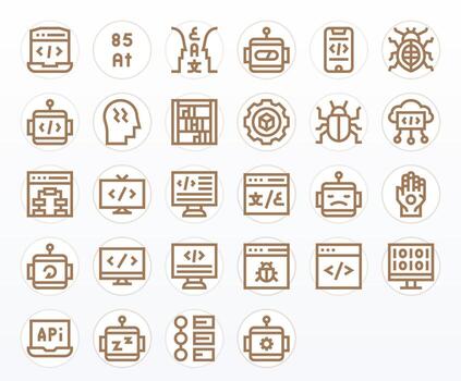 28 íconos para programación optimizado en píxel Perfecto 64 x 64 negrita línea resolución vector