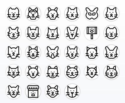 28 negrita línea íconos diseñado para gato en alto resolución detalle mejorado formato vector