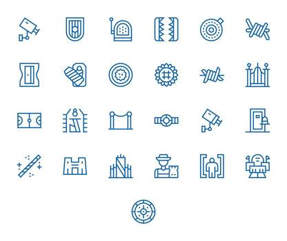 25 64x64 Regular Line Icons for Perimeter with Pixel Optimized precision vector