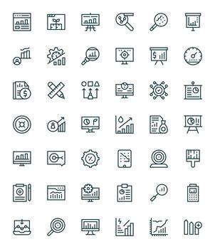 Metrics Icon Collection featuring 42 Display Perfect Retina Ready Regular Line Designs vector