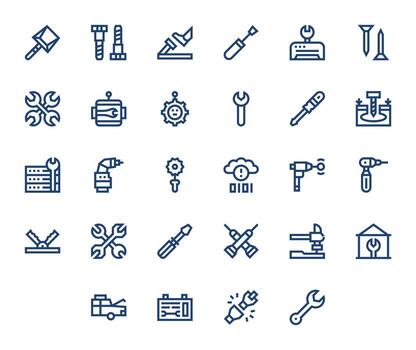 Fixing Comprehensive Bundle with 28 Display Perfect Bold Line High Resolution Icons vector