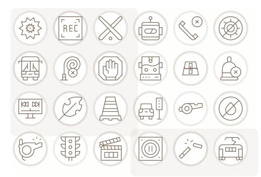 Stop Icon Repository containing 24 Thin Line High Resolution Pixel Aligned graphics vector