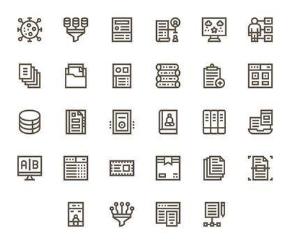 28 Bold Line Icons for Information Management in crisp High Resolution Pixel Aligned resolution vector