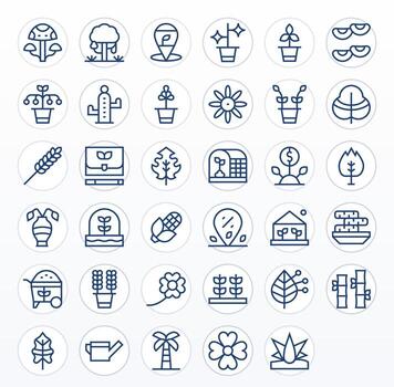 35 Pixel Optimized Icons themed around Plant in 256x256 Regular Line format vector