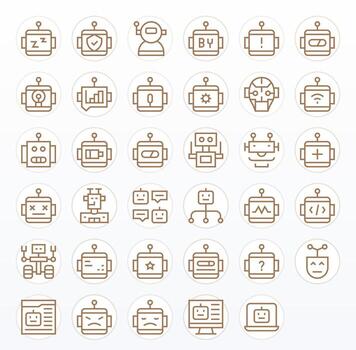 Robot Graphics Pack including 35 Regular Line 256x256 Editable Icons vector