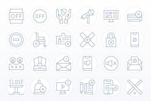 24 Thin Line Pixel Optimized Icons for Disable Graphics vector