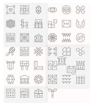 Framework Graphics Pack including 40 Thin Line High Resolution Pixel Optimized Icons vector