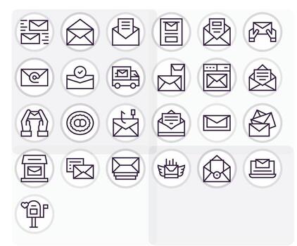 Digital Mail Complete Package with 25 Retina Ready Regular Line Editable Icons vector