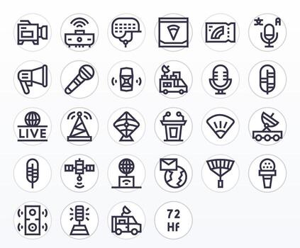 28 Bold Line Pixel Aligned Icons tailored for Broadcasting 128x128 interface vector