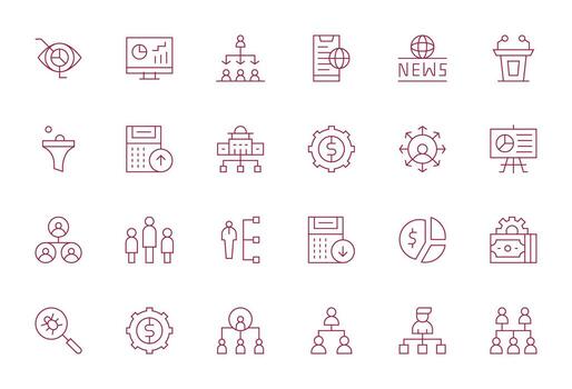 24 Delgado línea íconos diseñado para informes en 128x128 monitor Perfecto formato vector