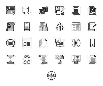 25 Regular Line Detail Enhanced Icons for Text Graphics vector