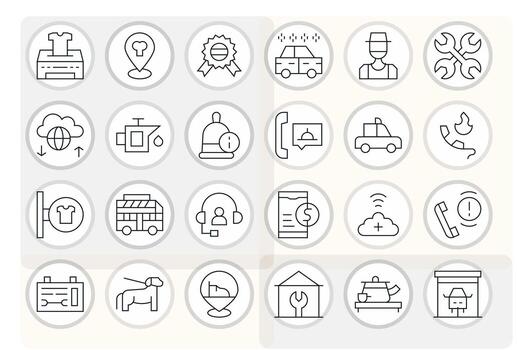 24 256x256 Thin Line Grid Fitted Icons for Service Projects vector