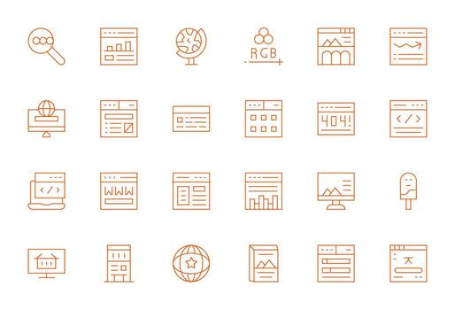 Website Icon Toolkit featuring 24 Editable 128x128 Thin Line elements vector