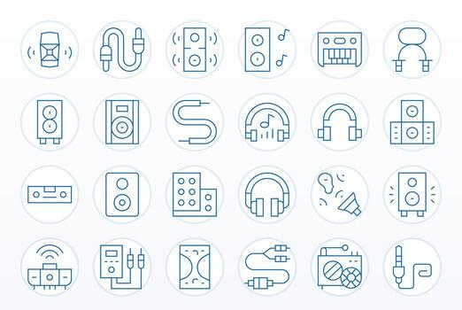 estéreo icono caja de herramientas presentando 24 editable 128x128 Delgado línea elementos vector