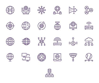 red conexión icono biblioteca con 25 regular línea alto resolución píxel Perfecto diseños vector