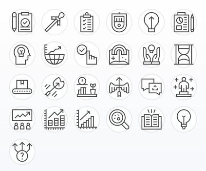 Progress Icon Toolkit featuring 25 Display Perfect 64x64 Regular Line elements vector